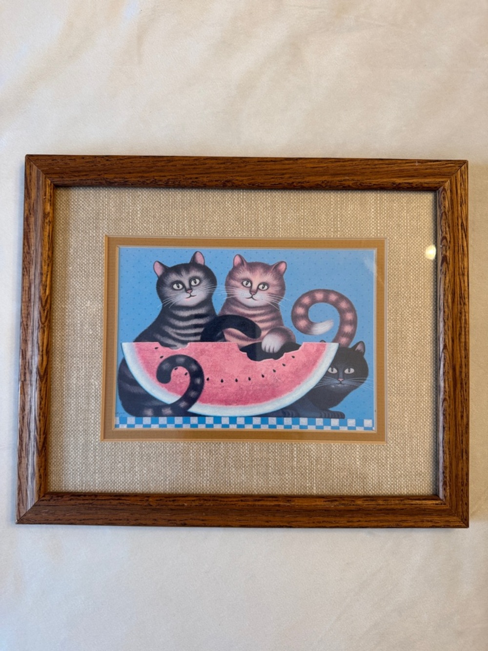 Vintage! Charles Wysocki Framed “Kitty’s Treat” Whimsical Folk Art